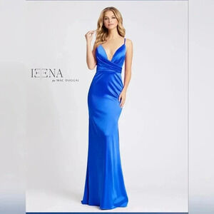 Ieena for Mac Duggal 26264 Pleated Bodice Dress Blue Sz4